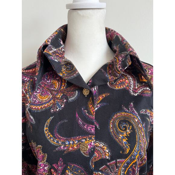 Vintage 70's Ms. Limited Black Paisley Dagger Collar - Picture 2 of 4